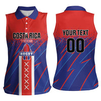 Custom Costa Rica Rugby Women Sleeveless Polo Shirt Ticos Go Champions