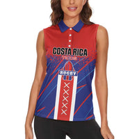 Custom Costa Rica Rugby Women Sleeveless Polo Shirt Ticos Go Champions