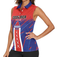 Custom Costa Rica Rugby Women Sleeveless Polo Shirt Ticos Go Champions
