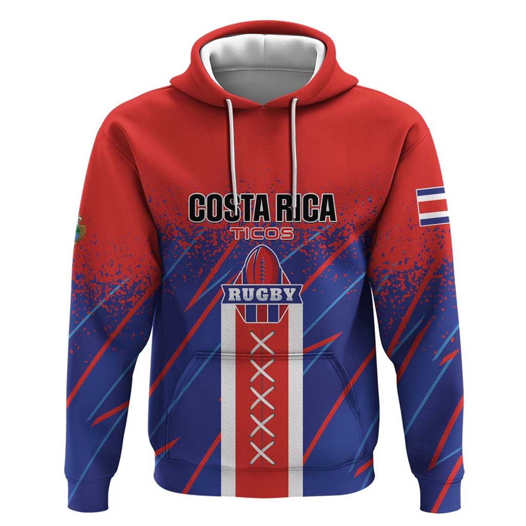 Custom Costa Rica Rugby Zip Hoodie Ticos Go Champions