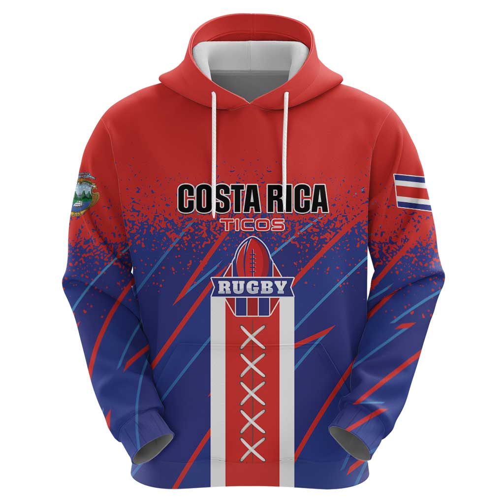 Custom Costa Rica Rugby Zip Hoodie Ticos Go Champions
