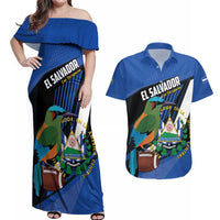 Custom El Salvador Rugby Couples Matching Off Shoulder Maxi Dress and Hawaiian Shirt Los Torogoces Go Champions