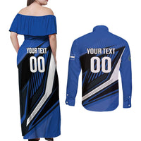 Custom El Salvador Rugby Couples Matching Off Shoulder Maxi Dress and Long Sleeve Button Shirt Los Torogoces Go Champions