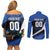 Custom El Salvador Rugby Couples Matching Off Shoulder Short Dress and Long Sleeve Button Shirt Los Torogoces Go Champions