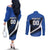 Custom El Salvador Rugby Couples Matching Off The Shoulder Long Sleeve Dress and Long Sleeve Button Shirt Los Torogoces Go Champions