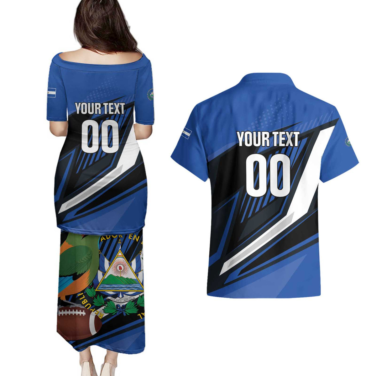 Custom El Salvador Rugby Couples Matching Puletasi and Hawaiian Shirt Los Torogoces Go Champions