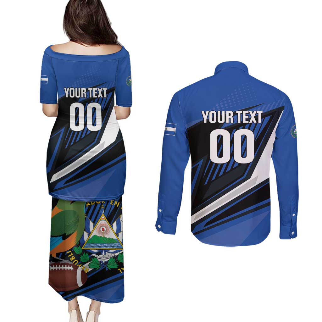 Custom El Salvador Rugby Couples Matching Puletasi and Long Sleeve Button Shirt Los Torogoces Go Champions