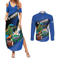 Custom El Salvador Rugby Couples Matching Summer Maxi Dress and Long Sleeve Button Shirt Los Torogoces Go Champions