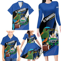 Custom El Salvador Rugby Family Matching Long Sleeve Bodycon Dress and Hawaiian Shirt Los Torogoces Go Champions