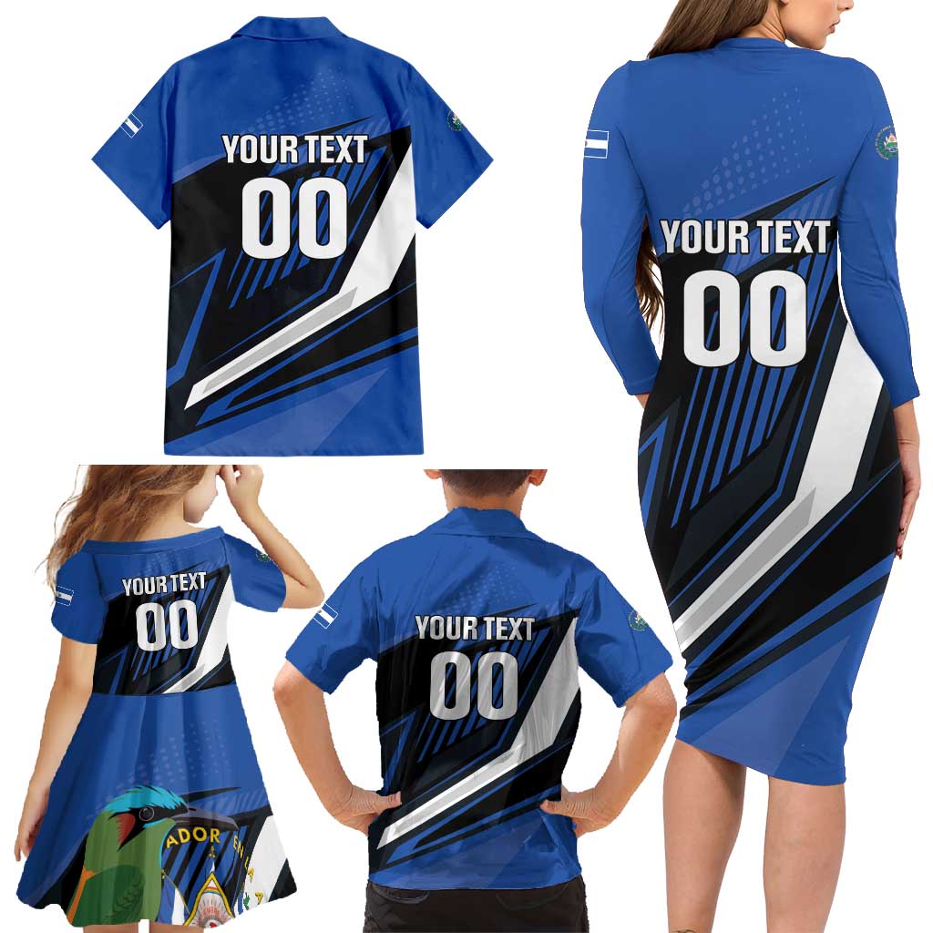 Custom El Salvador Rugby Family Matching Long Sleeve Bodycon Dress and Hawaiian Shirt Los Torogoces Go Champions