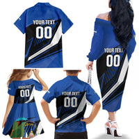 Custom El Salvador Rugby Family Matching Off The Shoulder Long Sleeve Dress and Hawaiian Shirt Los Torogoces Go Champions