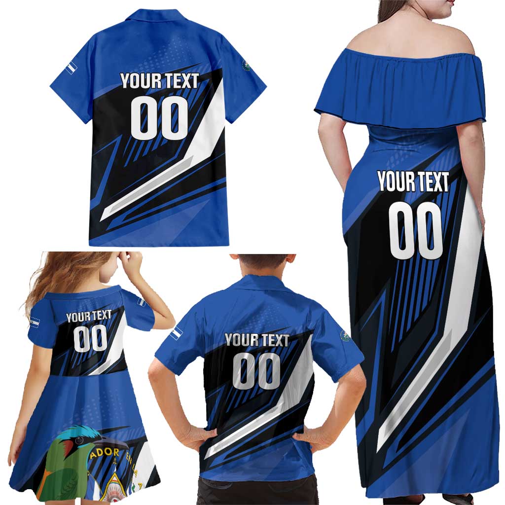 Custom El Salvador Rugby Family Matching Off Shoulder Maxi Dress and Hawaiian Shirt Los Torogoces Go Champions