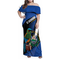 Custom El Salvador Rugby Family Matching Off Shoulder Maxi Dress and Hawaiian Shirt Los Torogoces Go Champions
