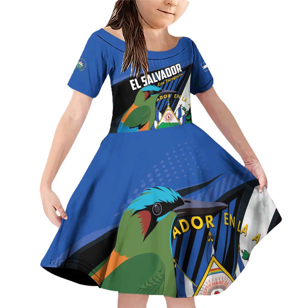 Custom El Salvador Rugby Family Matching Off Shoulder Short Dress and Hawaiian Shirt Los Torogoces Go Champions