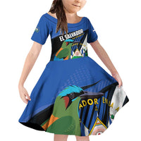 Custom El Salvador Rugby Family Matching Off Shoulder Short Dress and Hawaiian Shirt Los Torogoces Go Champions