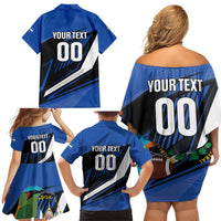Custom El Salvador Rugby Family Matching Off Shoulder Short Dress and Hawaiian Shirt Los Torogoces Go Champions