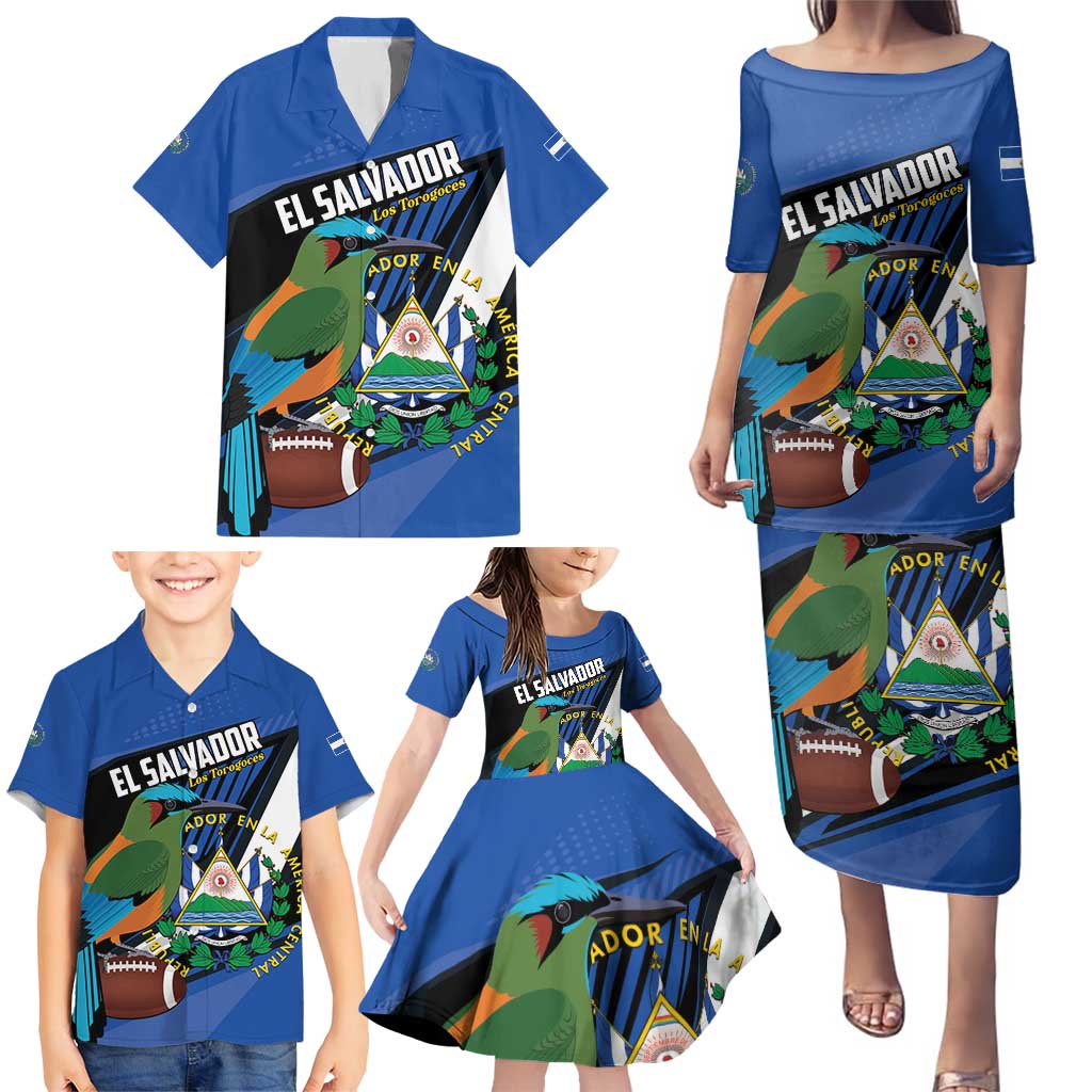 Custom El Salvador Rugby Family Matching Puletasi and Hawaiian Shirt Los Torogoces Go Champions