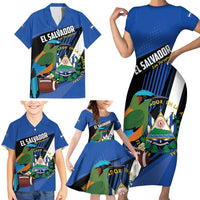 Custom El Salvador Rugby Family Matching Short Sleeve Bodycon Dress and Hawaiian Shirt Los Torogoces Go Champions