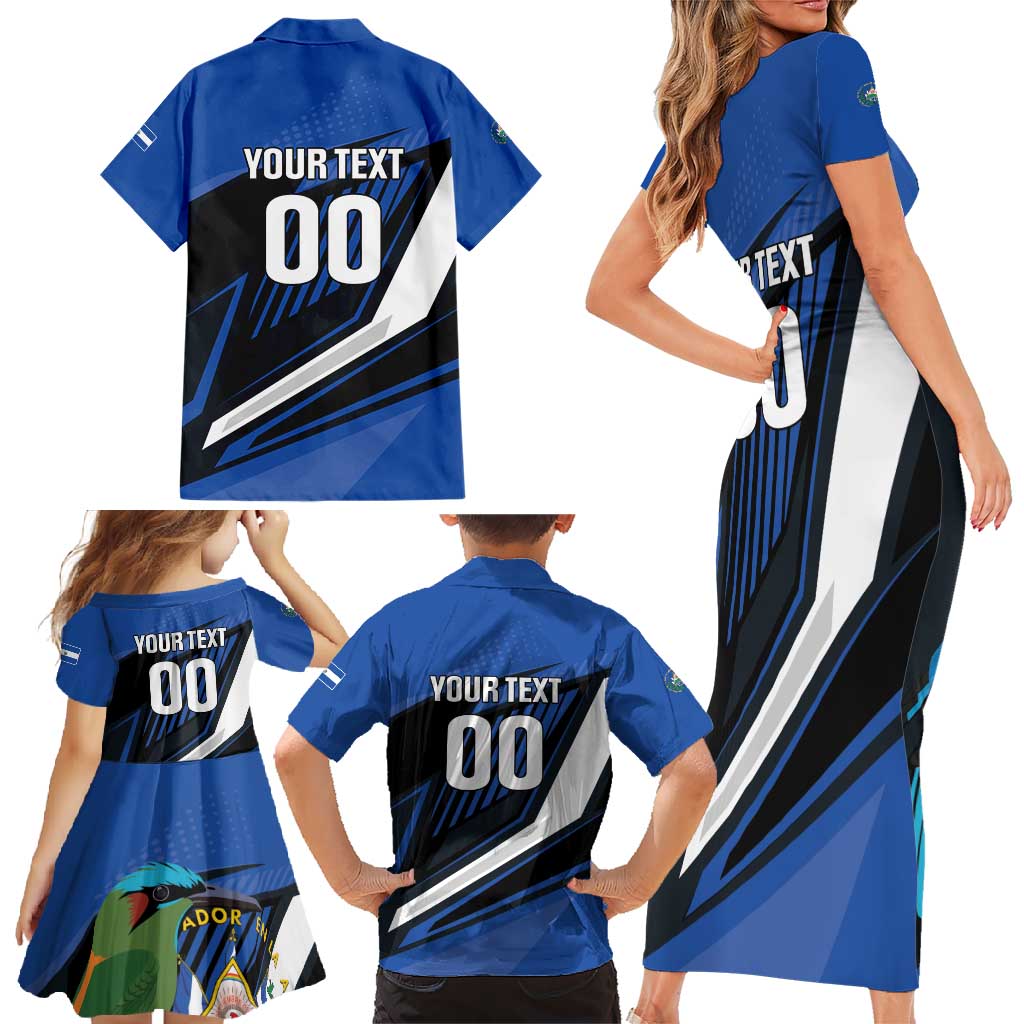 Custom El Salvador Rugby Family Matching Short Sleeve Bodycon Dress and Hawaiian Shirt Los Torogoces Go Champions