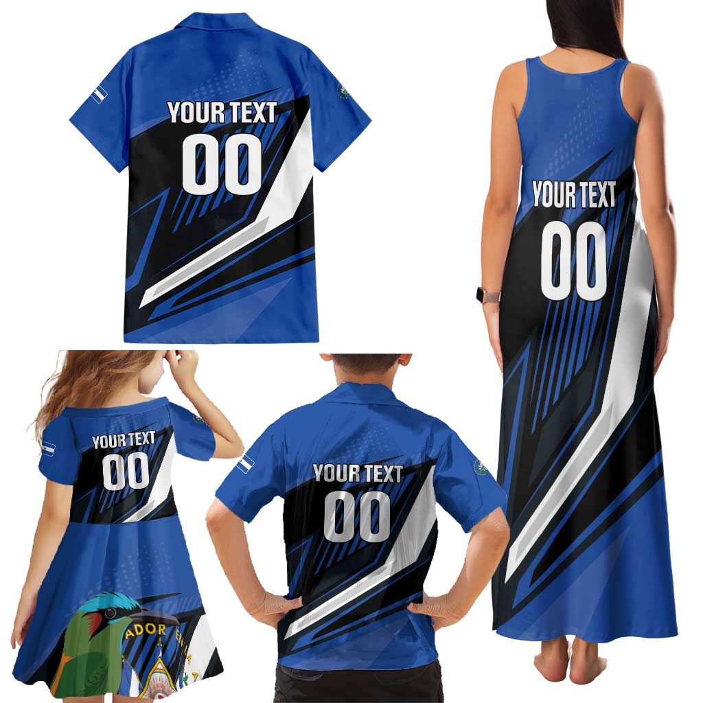 Custom El Salvador Rugby Family Matching Tank Maxi Dress and Hawaiian Shirt Los Torogoces Go Champions