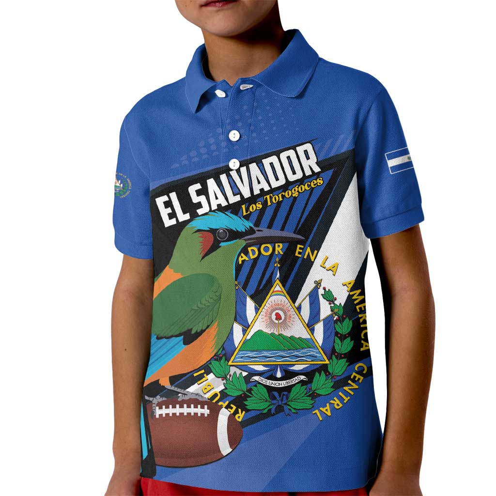 Custom El Salvador Rugby Kid Polo Shirt Los Torogoces Go Champions