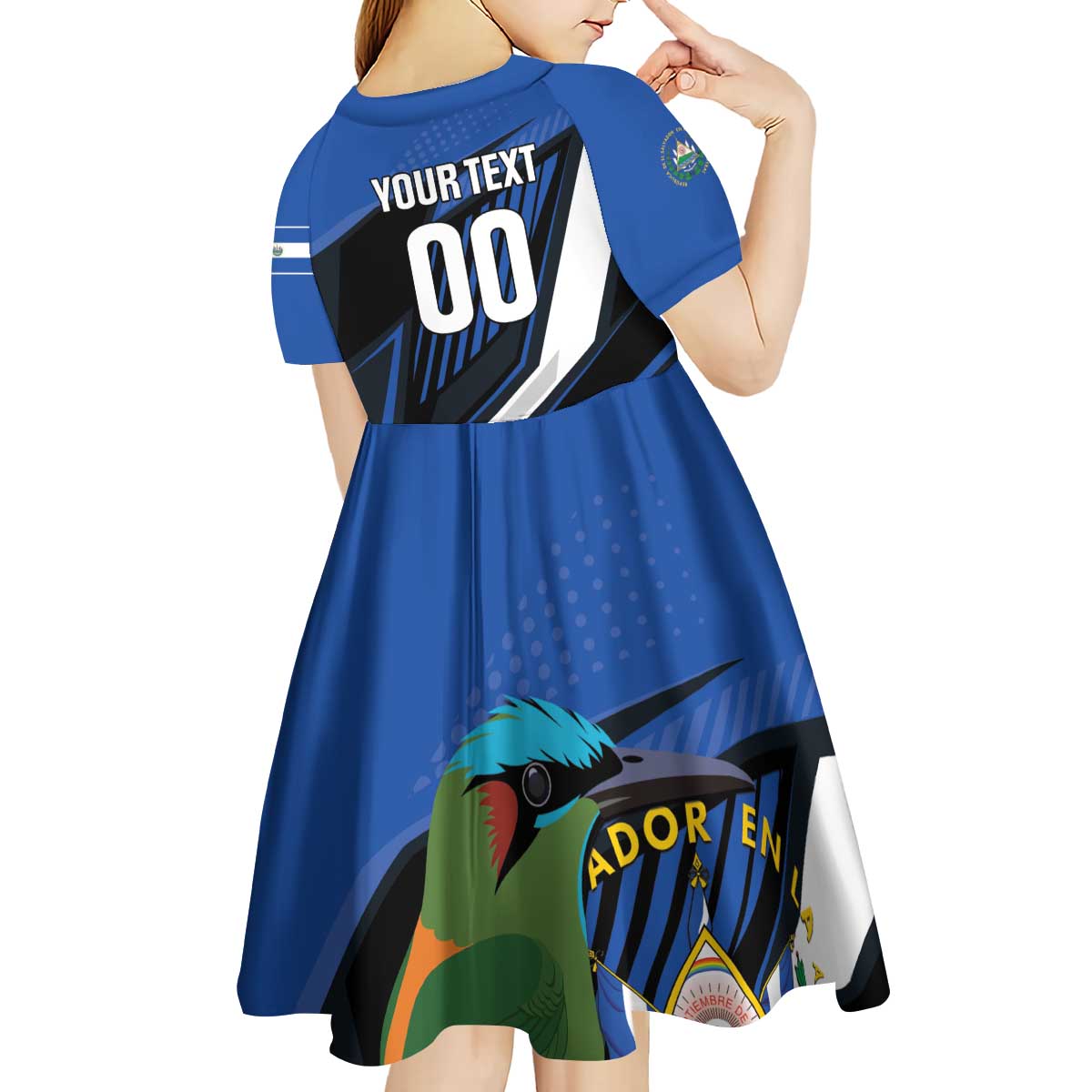 Custom El Salvador Rugby Kid Short Sleeve Dress Los Torogoces Go Champions