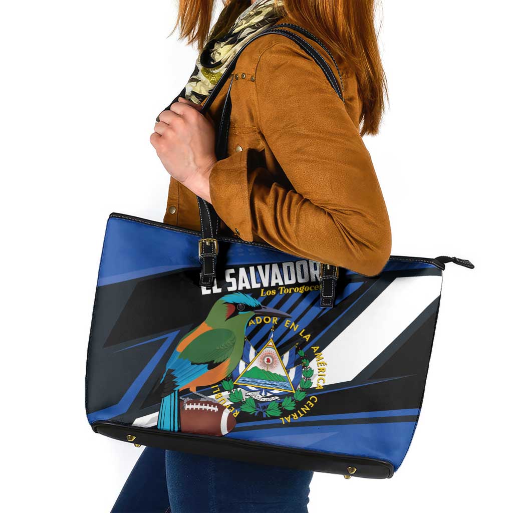 El Salvador Rugby Leather Tote Bag Los Torogoces Go Champions