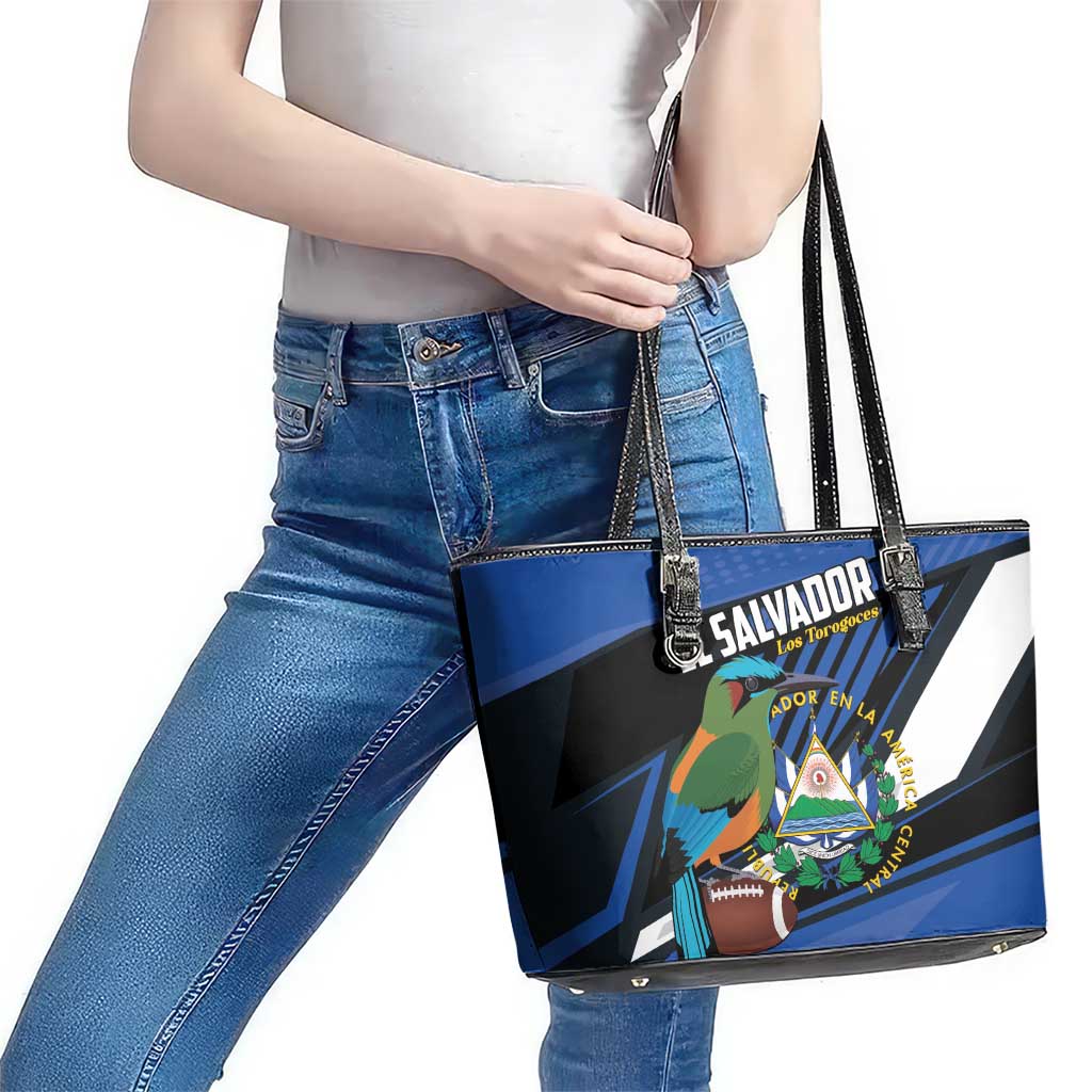 El Salvador Rugby Leather Tote Bag Los Torogoces Go Champions