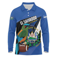 Custom El Salvador Rugby Long Sleeve Polo Shirt Los Torogoces Go Champions