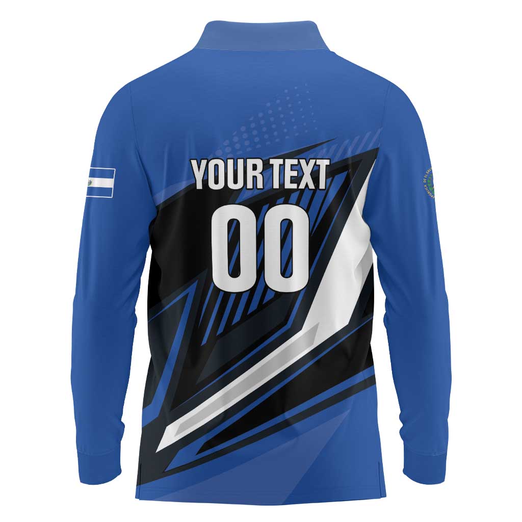 Custom El Salvador Rugby Long Sleeve Polo Shirt Los Torogoces Go Champions