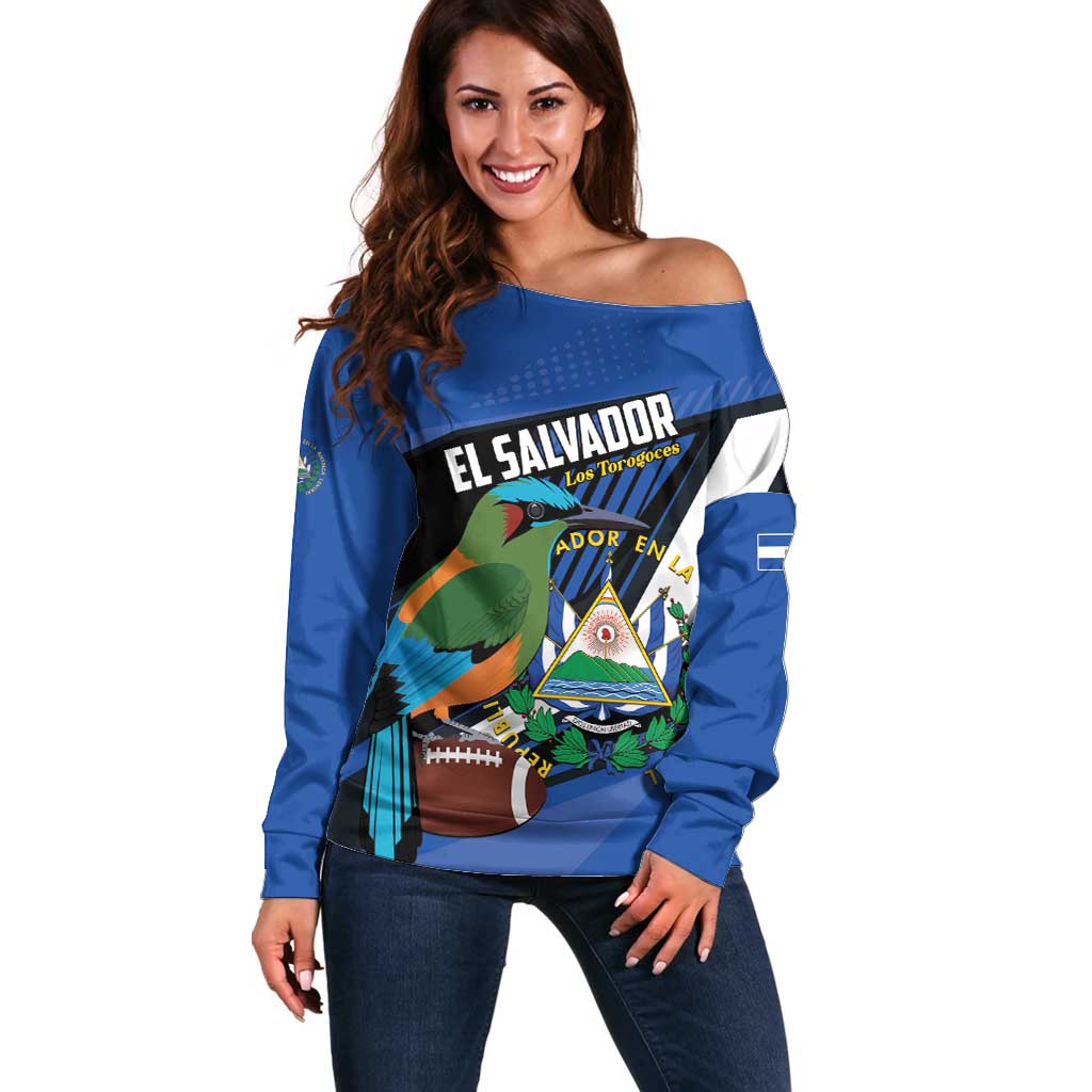 Custom El Salvador Rugby Off Shoulder Sweater Los Torogoces Go Champions