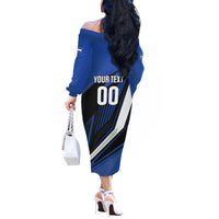 Custom El Salvador Rugby Off The Shoulder Long Sleeve Dress Los Torogoces Go Champions