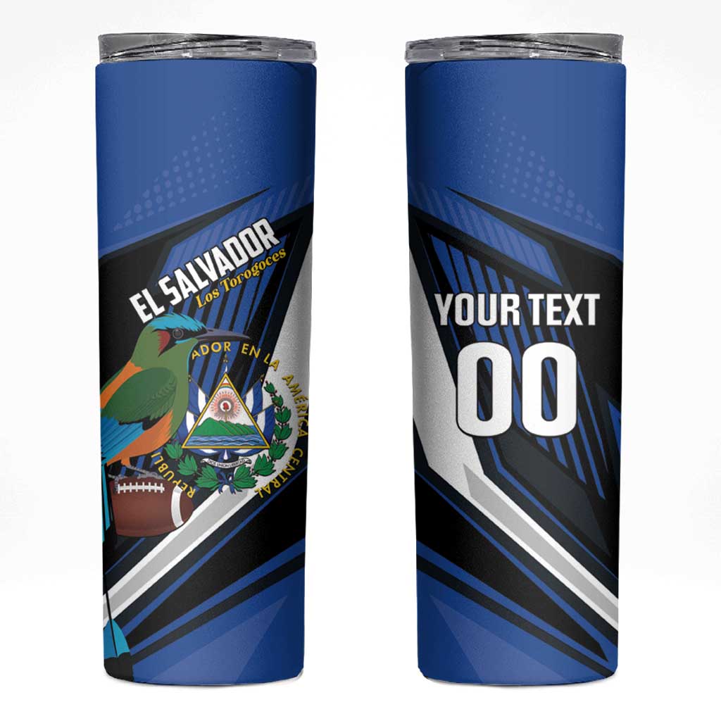 Custom El Salvador Rugby Skinny Tumbler Los Torogoces Go Champions