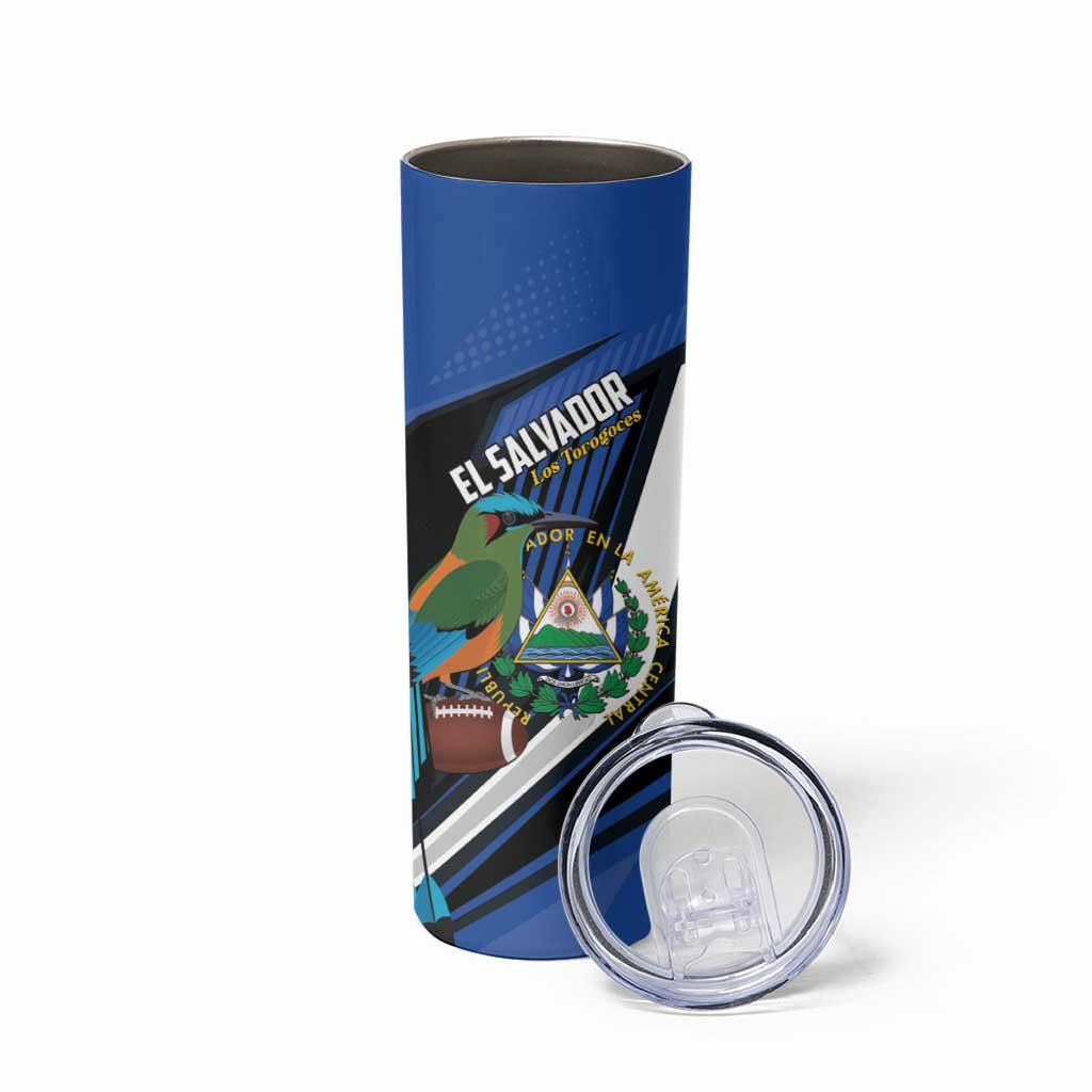 Custom El Salvador Rugby Skinny Tumbler Los Torogoces Go Champions