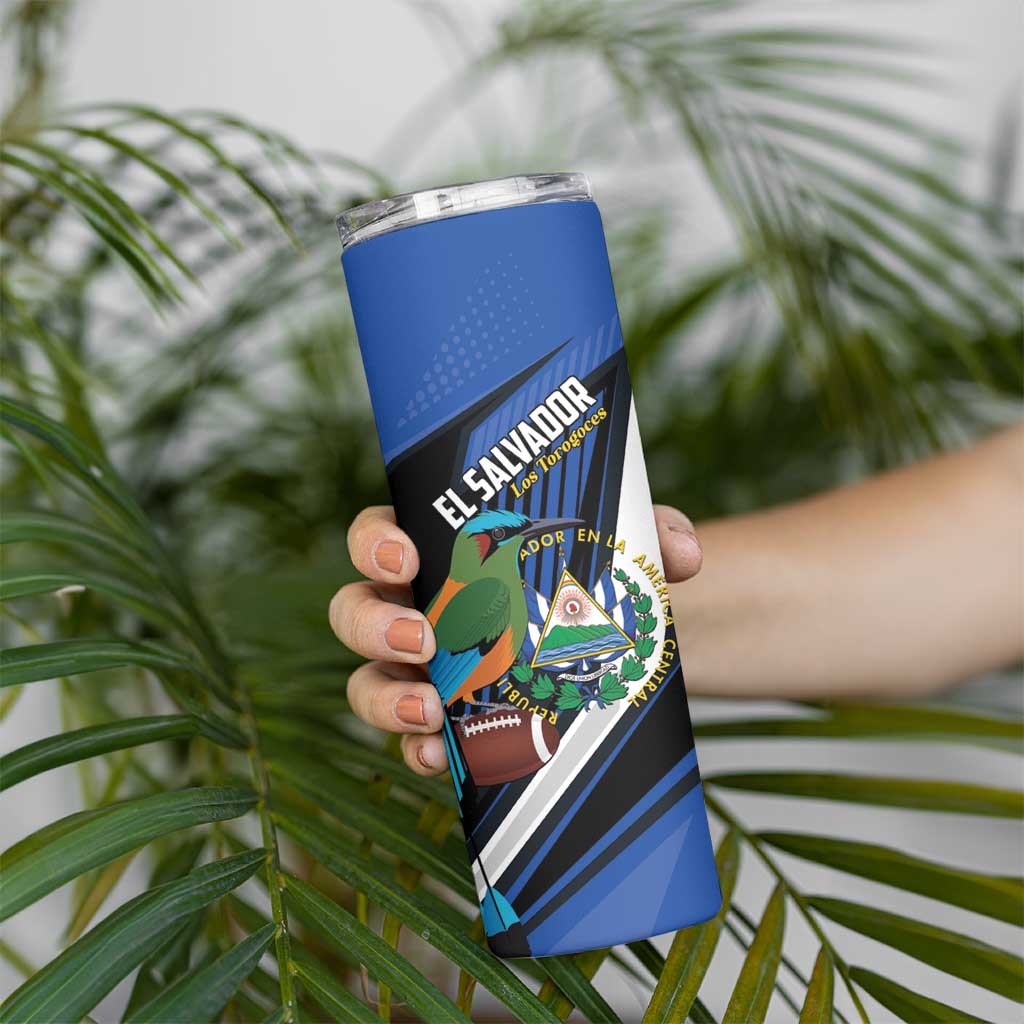 Custom El Salvador Rugby Skinny Tumbler Los Torogoces Go Champions