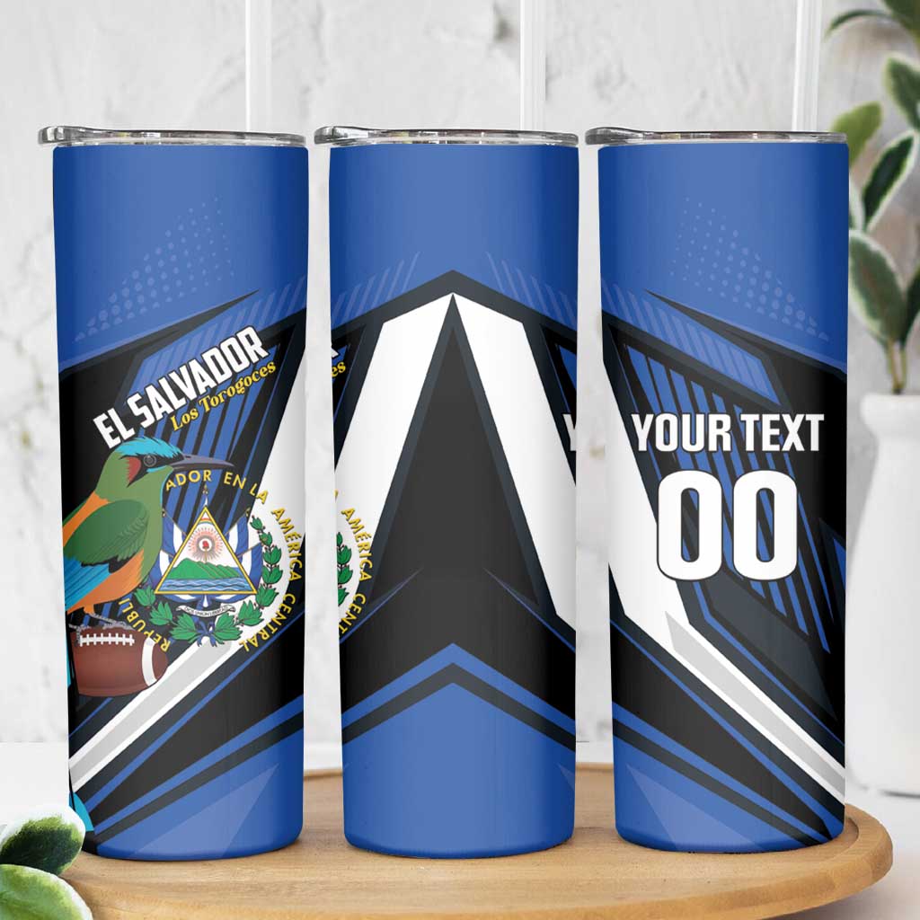 Custom El Salvador Rugby Skinny Tumbler Los Torogoces Go Champions