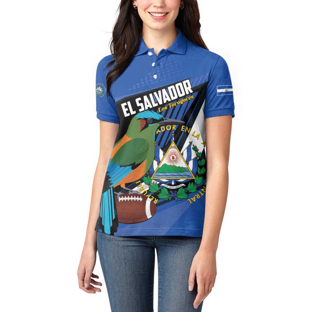 Custom El Salvador Rugby Women Polo Shirt Los Torogoces Go Champions