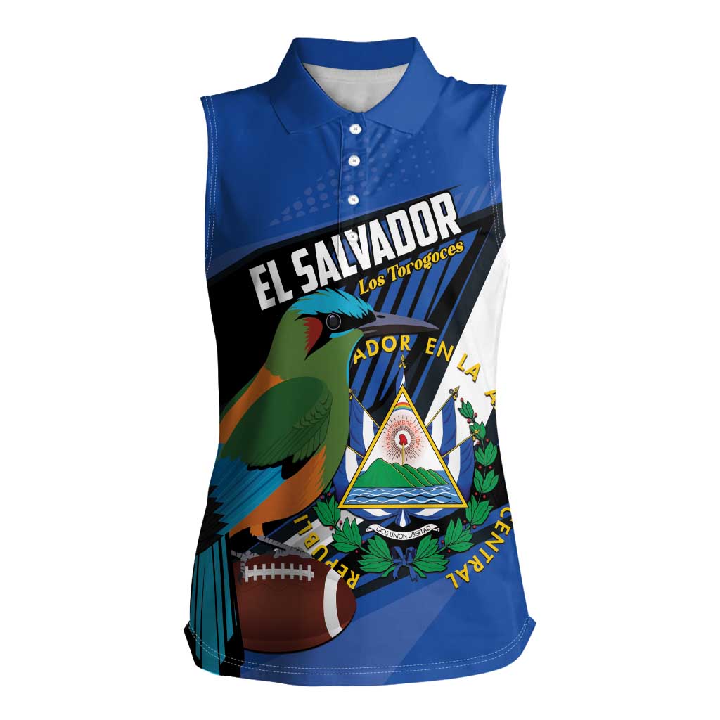 Custom El Salvador Rugby Women Sleeveless Polo Shirt Los Torogoces Go Champions