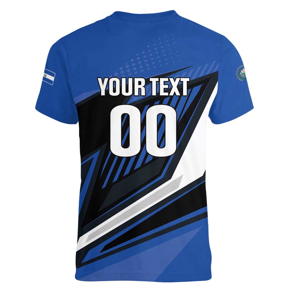 Custom El Salvador Rugby Women V-Neck T-Shirt Los Torogoces Go Champions