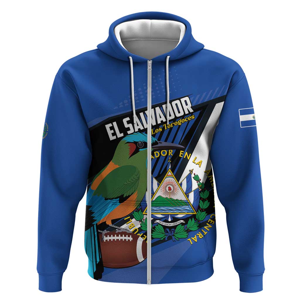 Custom El Salvador Rugby Zip Hoodie Los Torogoces Go Champions