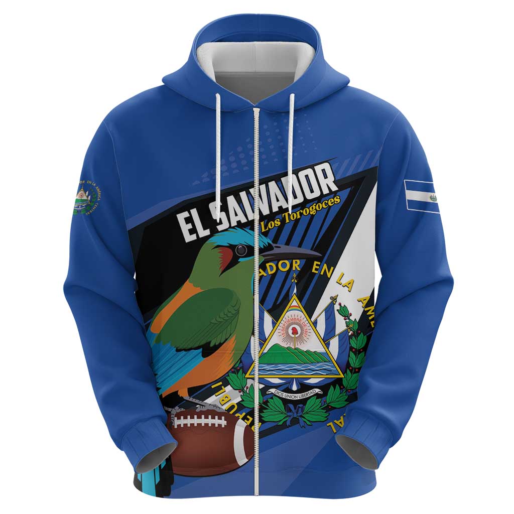 Custom El Salvador Rugby Zip Hoodie Los Torogoces Go Champions