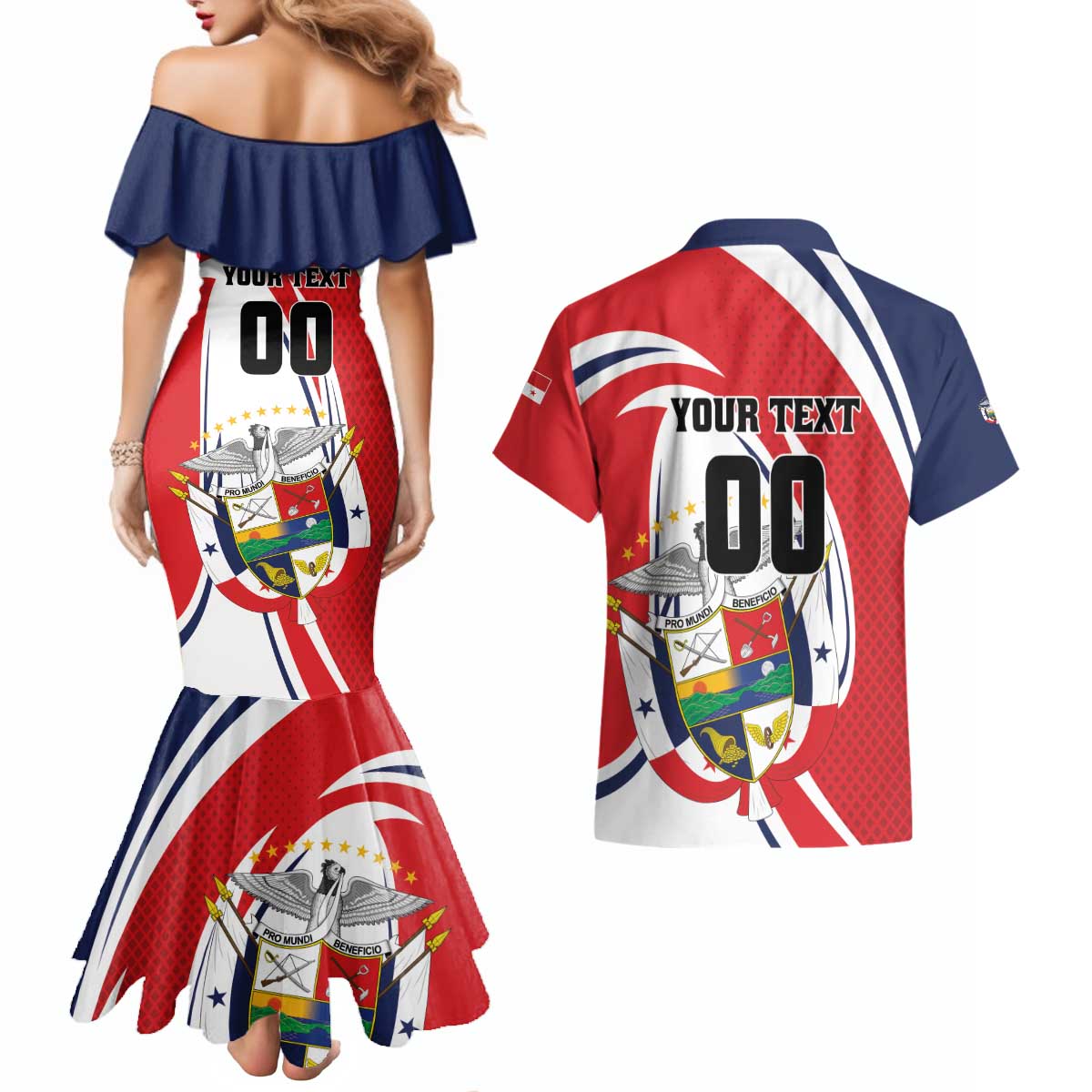 Custom Panama Rugby Couples Matching Mermaid Dress and Hawaiian Shirt Diablos Rojos Go Champions
