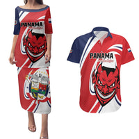 Custom Panama Rugby Couples Matching Puletasi and Hawaiian Shirt Diablos Rojos Go Champions