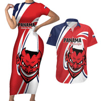 Custom Panama Rugby Couples Matching Short Sleeve Bodycon Dress and Hawaiian Shirt Diablos Rojos Go Champions