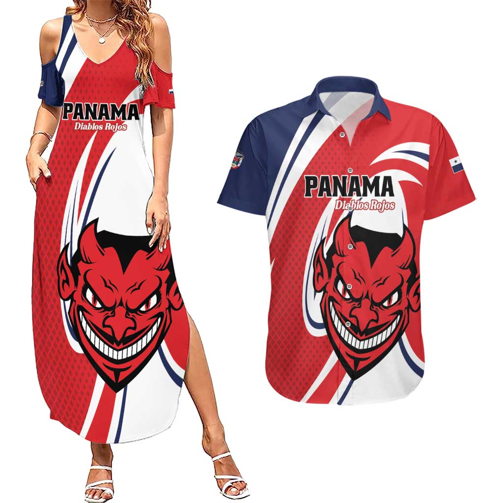 Custom Panama Rugby Couples Matching Summer Maxi Dress and Hawaiian Shirt Diablos Rojos Go Champions