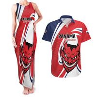 Custom Panama Rugby Couples Matching Tank Maxi Dress and Hawaiian Shirt Diablos Rojos Go Champions