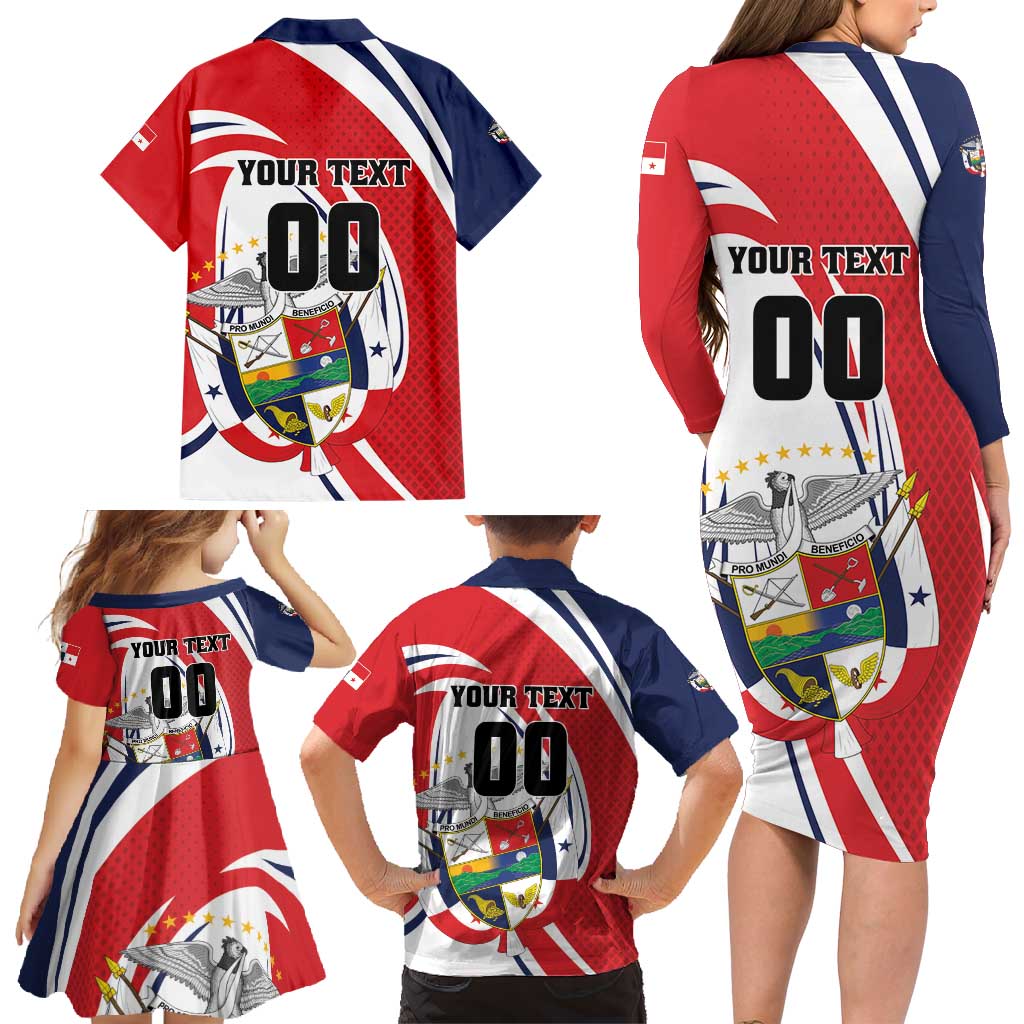 Custom Panama Rugby Family Matching Long Sleeve Bodycon Dress and Hawaiian Shirt Diablos Rojos Go Champions