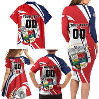 Custom Panama Rugby Family Matching Long Sleeve Bodycon Dress and Hawaiian Shirt Diablos Rojos Go Champions