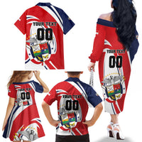 Custom Panama Rugby Family Matching Off The Shoulder Long Sleeve Dress and Hawaiian Shirt Diablos Rojos Go Champions
