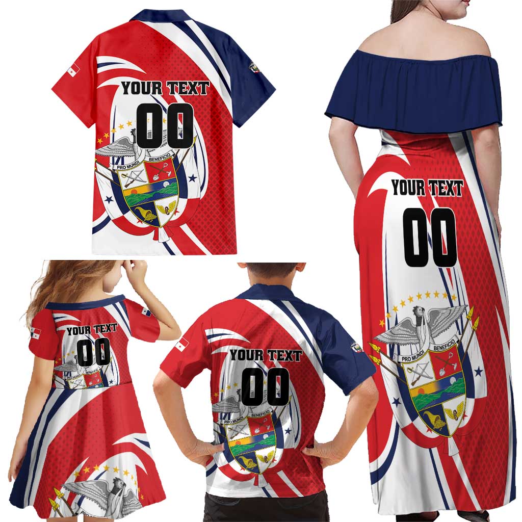 Custom Panama Rugby Family Matching Off Shoulder Maxi Dress and Hawaiian Shirt Diablos Rojos Go Champions